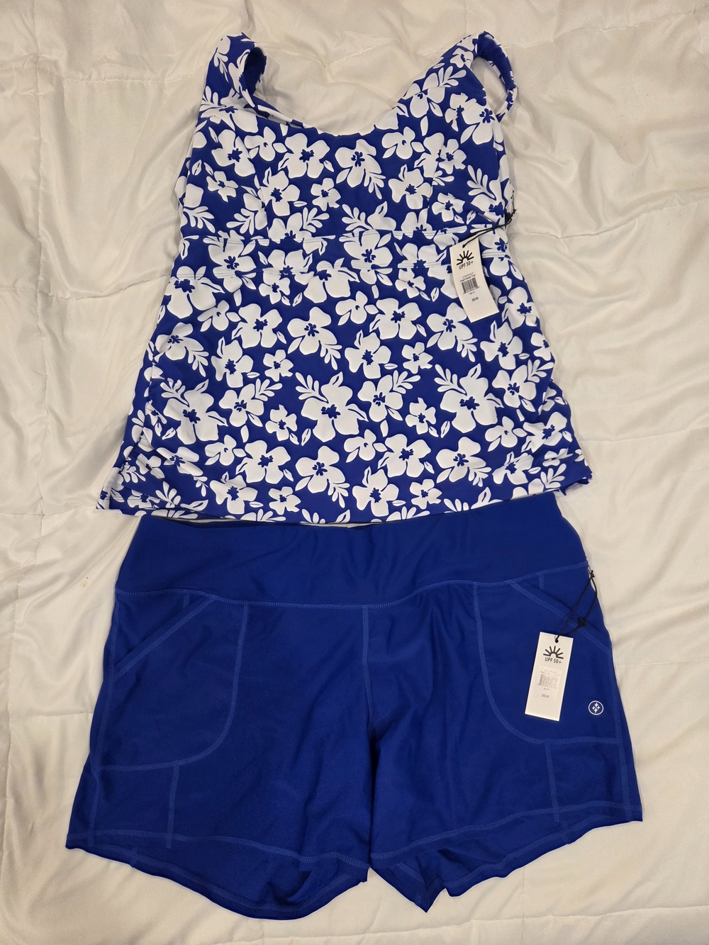 JoFit Blue & White Floral 2-Piece Swim Set – XL